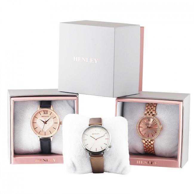 Henley Ladies Bling Dress Rose Highlighted Diamante Watch H07309 - Multiple Colour