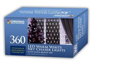 Christmas Workshop 360 LED Net Chaser Lights - Warm White (Carton of 6)