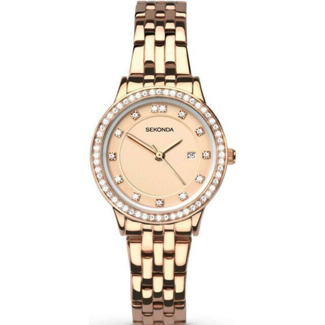 Sekonda Ladies Rose Gold Plated Champagne Dial Bracelet Watch 2391