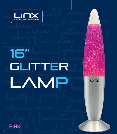 Linx 16" Lava Lamp - Pink Glitter