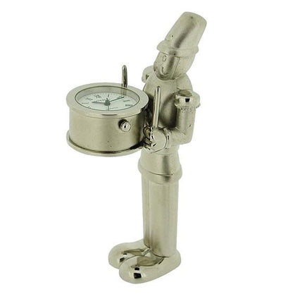 Miniature Clock Silver plated Toy Soldier with Clock Drum Solid Brass IMP1041- CLEARANCE NEEDS RE-BATTERY