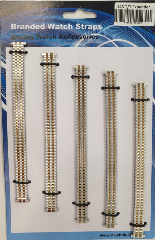 Ladies Metal 2 Tone Expander Watch Straps 5pk (adjusts 11-14mm)