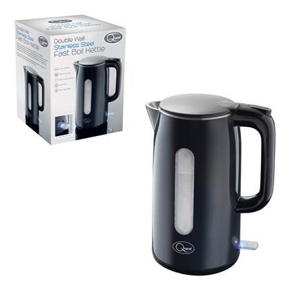 Quest 1.5L Fast Boil Stainless Steel Kettle -Black 3000W (Carton of 6)