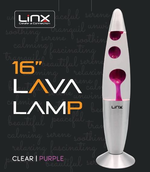 Linx 16" Lava Lamp - Clear/Purple