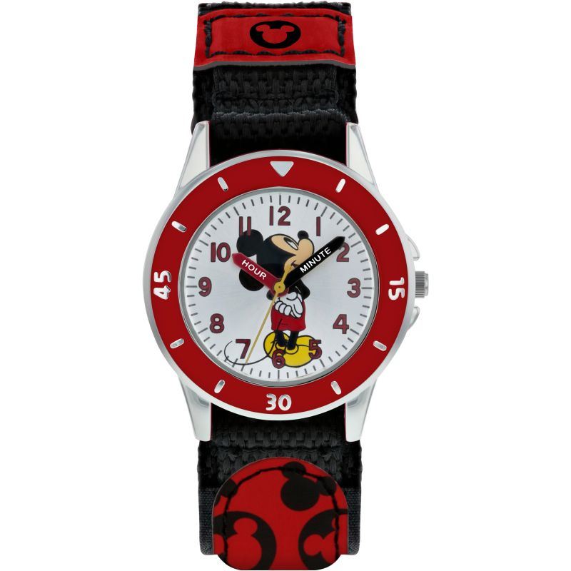 Disney Mickey Mouse Boys Analogue Black Fabric Strap Watch MK5151