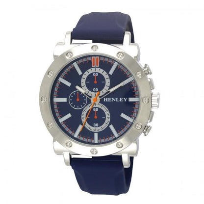 Henley Mens Polished Dial Sports Rubber Strap Watch H02205 Available Multiple Colour