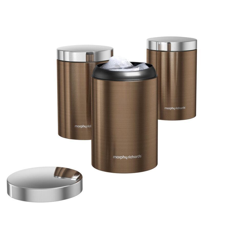 Morphy Richards Accents 6 Piece Storage Set, Copper - Breadbin Canister TowelPole Mugtree