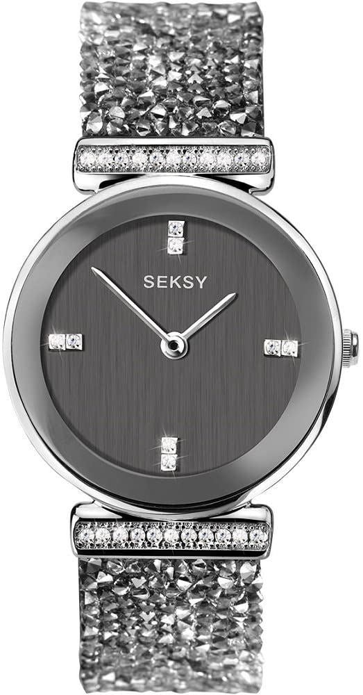 Seksy Ladies Fashion Designer Rock Grey Bracelet Watch 2657