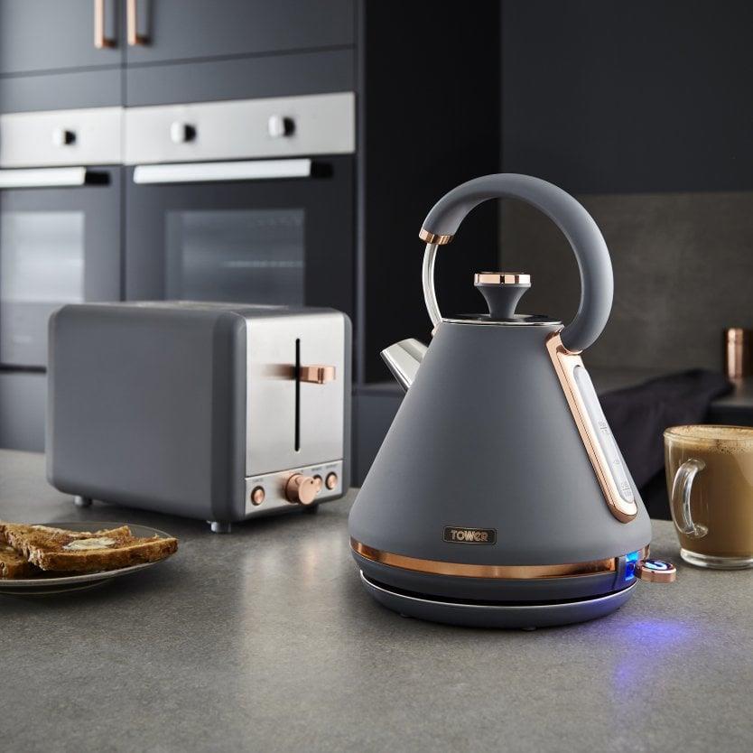 Tower Cavaletto Grey/Rose Gold Kettle & Toaster Set