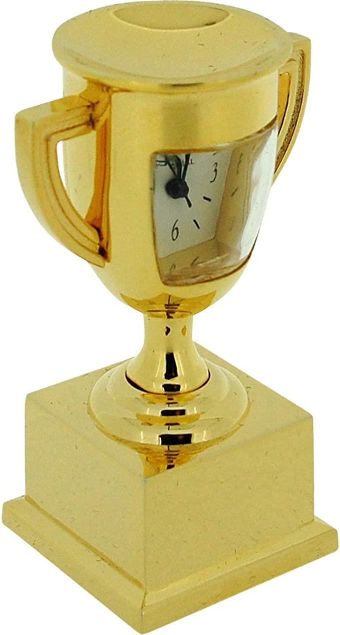 Miniature Clock Goldtone Metal Trophy Winners Cup Solid Brass IMP1049 - CLEARANCE NEEDS RE-BATTERY