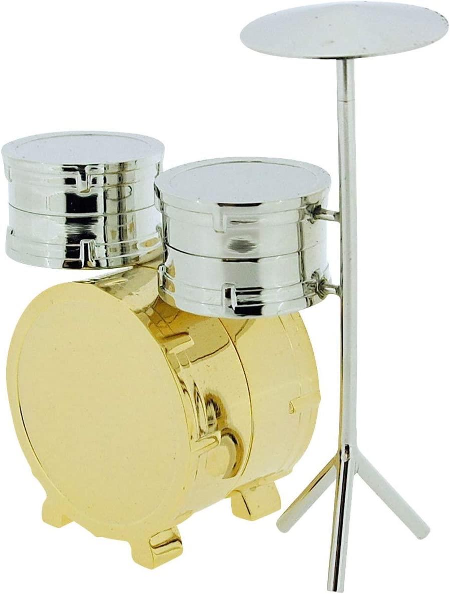Miniature Clock Two tone Free Drum Kit Standing Solid Brass IMP1065 - CLEARANCE NEEDS RE-BATTERY