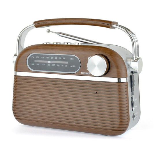 Lloytron 'Vintage' Rechargeable Portable Bluetooth AM/FM Radio - Wood Effect (Carton of 10)