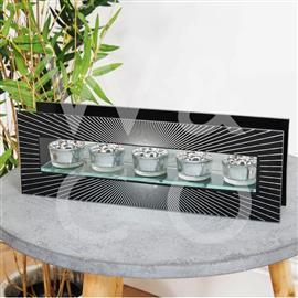 Hestia Tealight Candle Holder Black Glass Starburst HE1392