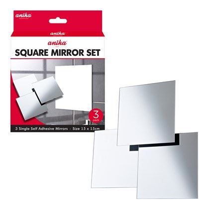 Anika 3pk Self Adhesive Mirrors Square Small (Carton of 48)