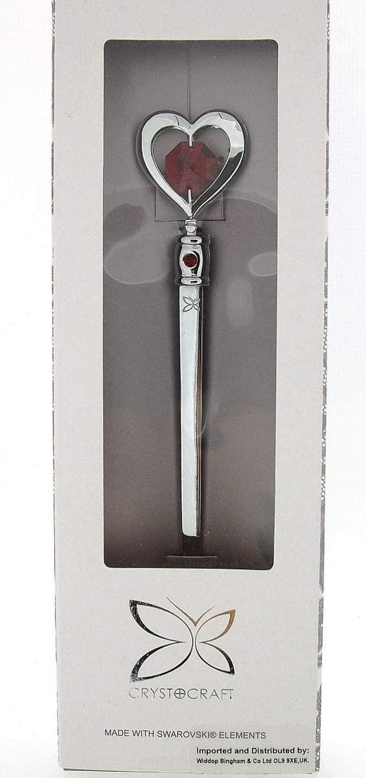 Crystocraft Chrome Plated Heart Letter Opener Made with Swarovski Crystals