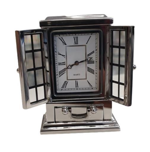 Miniature Clock Rectangle Silver Plated Solid Brass IMP40S - CLEARANCE NEEDS RE-BATTERY