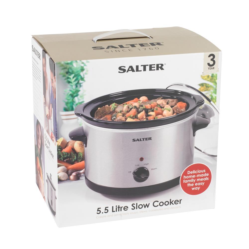 Salter Non-Stick 5.5lt Slow Cooker with 3 Heat Settings