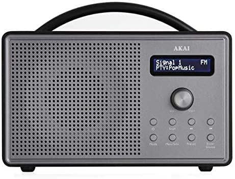 Akai Mono DAB/FM Radio and Alarm Function Black Wood and Titanium A61035