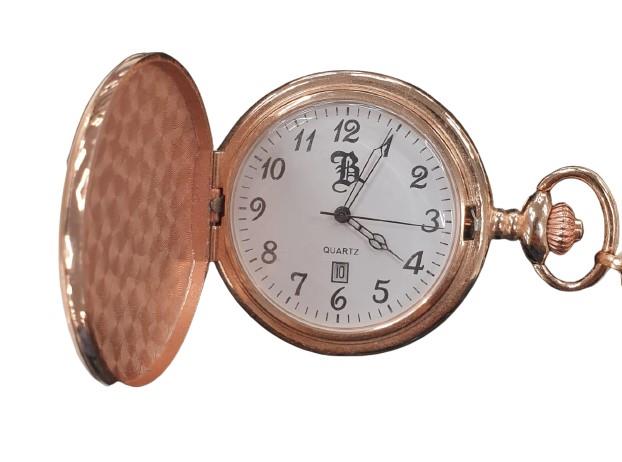 Boxx Multiple Tone Gents Date Pocket Watch on 12 Inch Chain M5096