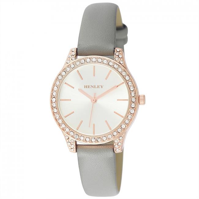 Henley Women's Fashion Petite Stones Multiple Colour Available Leather Strap Watch H06143