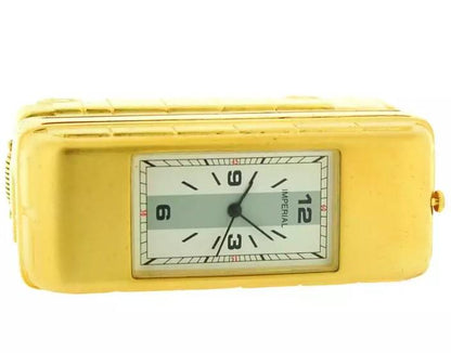 Miniature Clock Gold Plated Double Decker London Bus Solid Brass IMP89 - CLEARANCE NEEDS RE-BATTERY