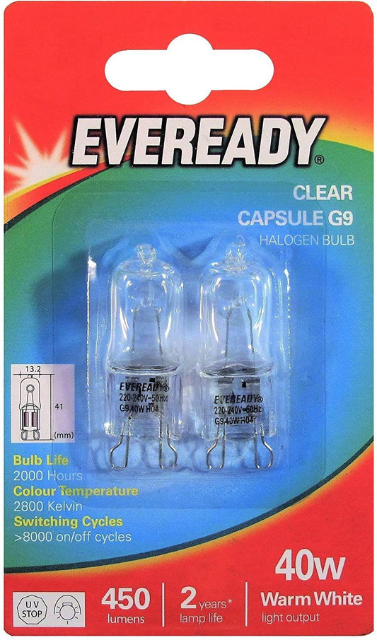 Eveready G4 20W 12V Halogen Capsule Light Bulbs, Dimmable Lamps, 240 Lumen, 2000 Hours Life, Clear Finish Pack of 2 X10