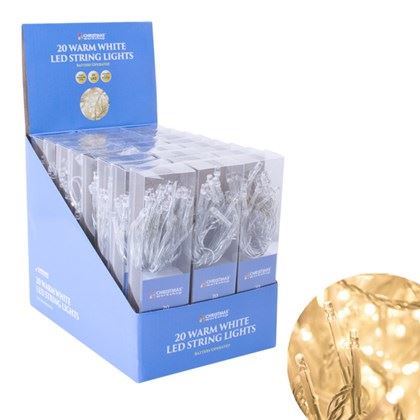 Christmas Workshop BO 20 LED String Lights - Warm White (Carton of 72)