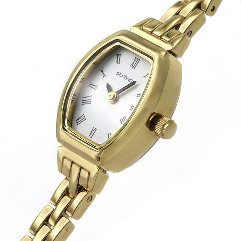 Sekonda Ladies Tonneau White Dial With Gold Plated Bracelet Watch