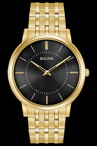 Bulova Classic Men's Gold Tone Black Dial Quartz Classic Watch 97A127