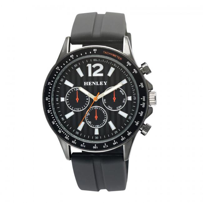 Henley Men s Black Dial Silicone Sports Rubber Strap Watch H02206