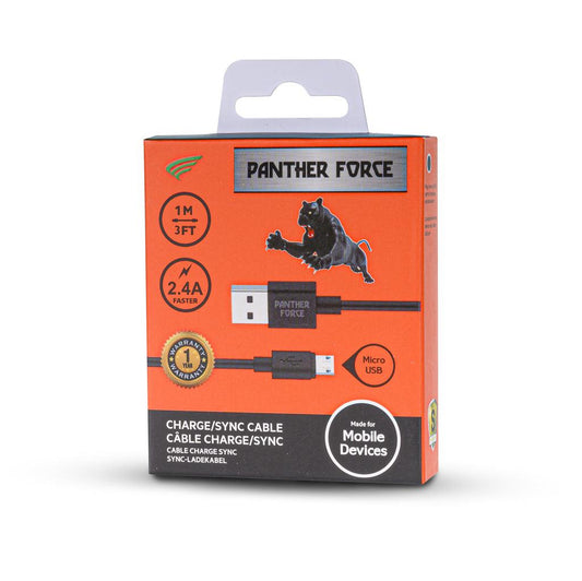 Panther Force 1 Metre Micro to USB Cable- White