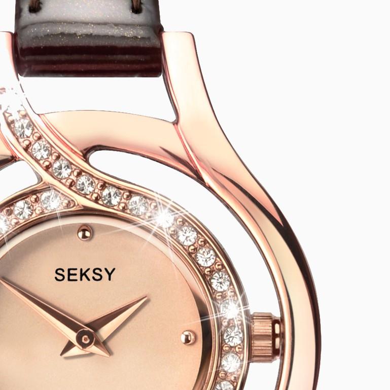 Seksy Ladies Watch | Rose Gold Case & Leather Strap With Rose Gold Dial | 2039