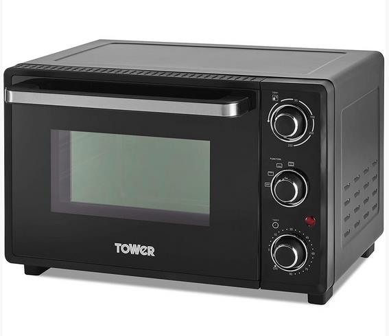 Tower T14043 Mini Oven, Black/Silver Accents, 23L