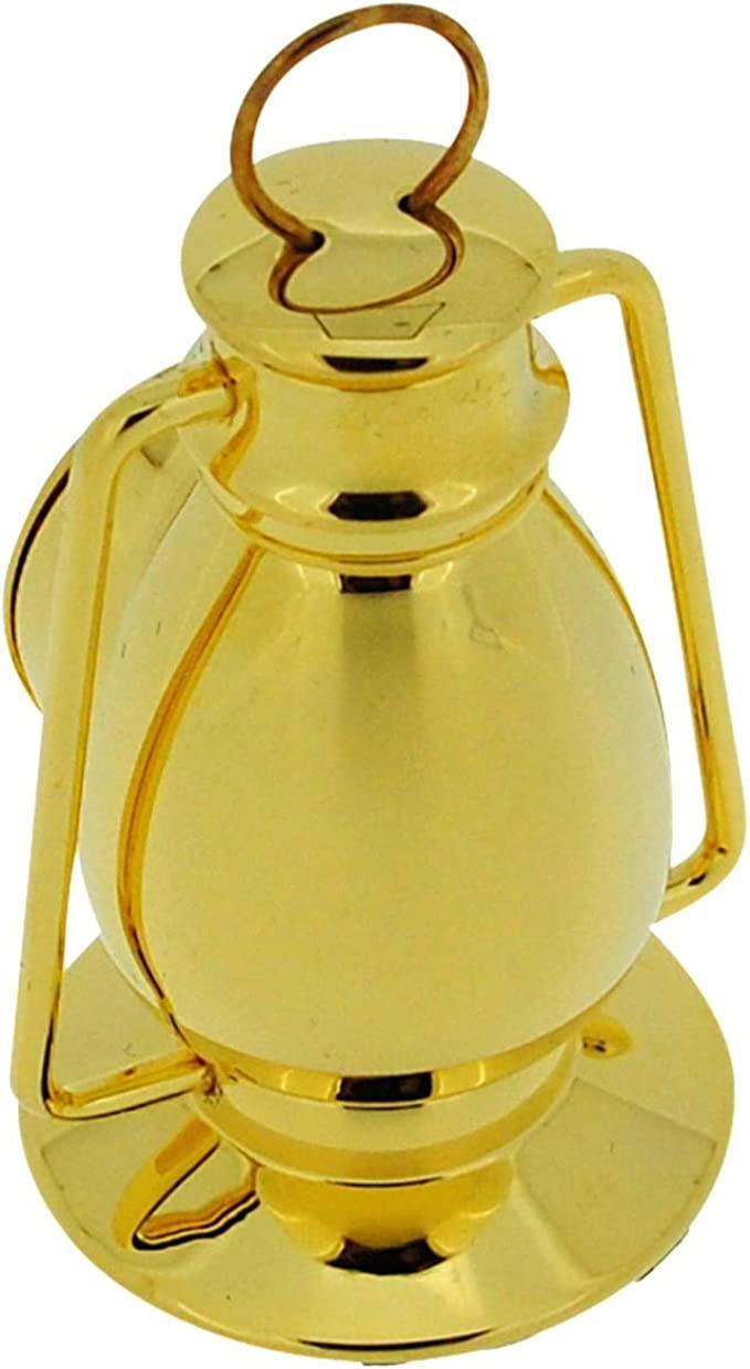 Miniature Clock Gold Plated Metal Hurricane Lamp Solid Brass IMP77 - CLEARANCE NEEDS RE-BATTERY