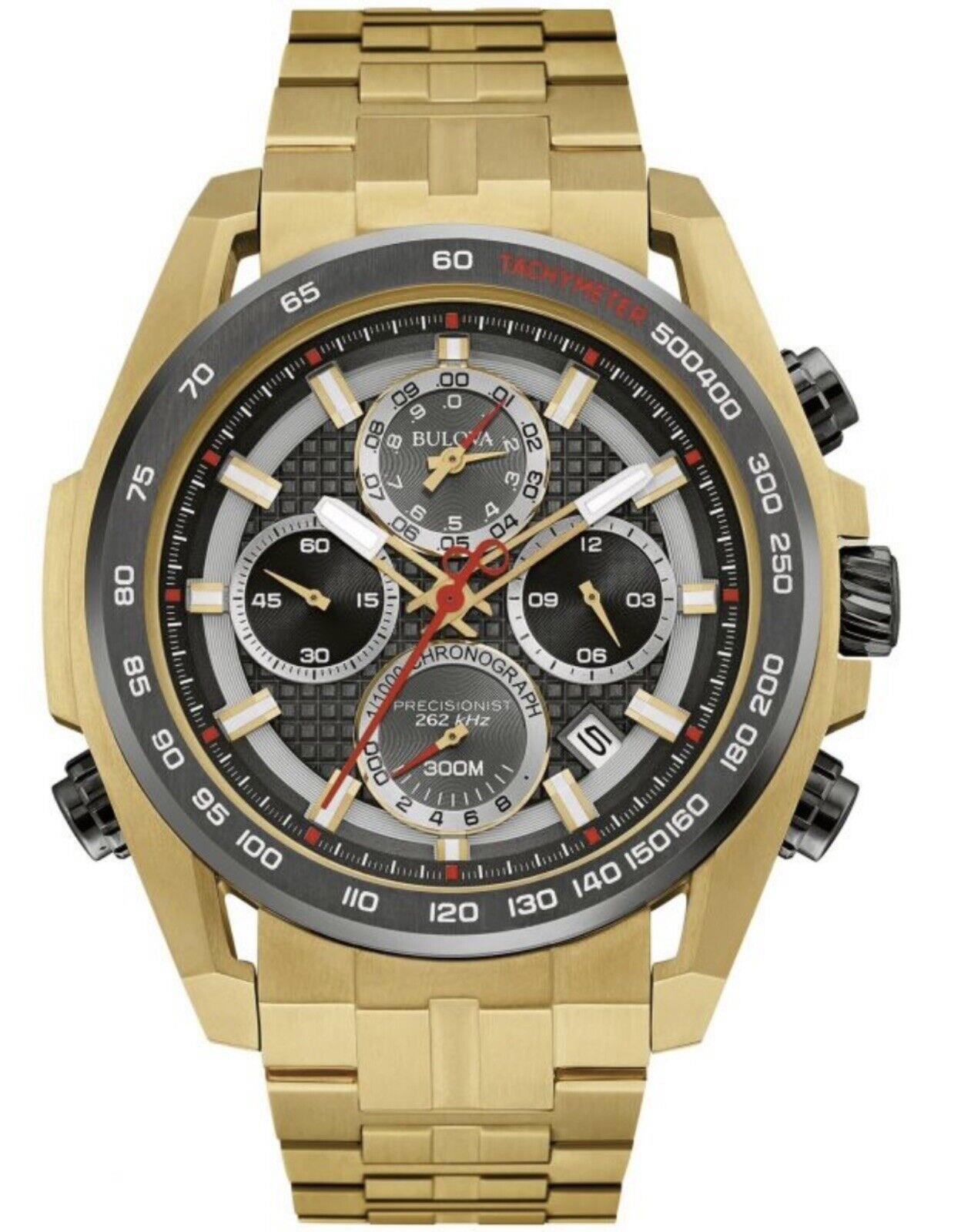 Bulova Chronograph Precisionist Watch - Gold Stainless Steel Quartz Men’s Watch 98B271