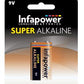 Infapower Super Alkaline 9V Batteries Pack of 12