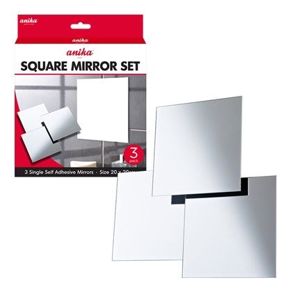 Anika 3pk Self Adhesive Mirrors - Square Large (Carton of 24)