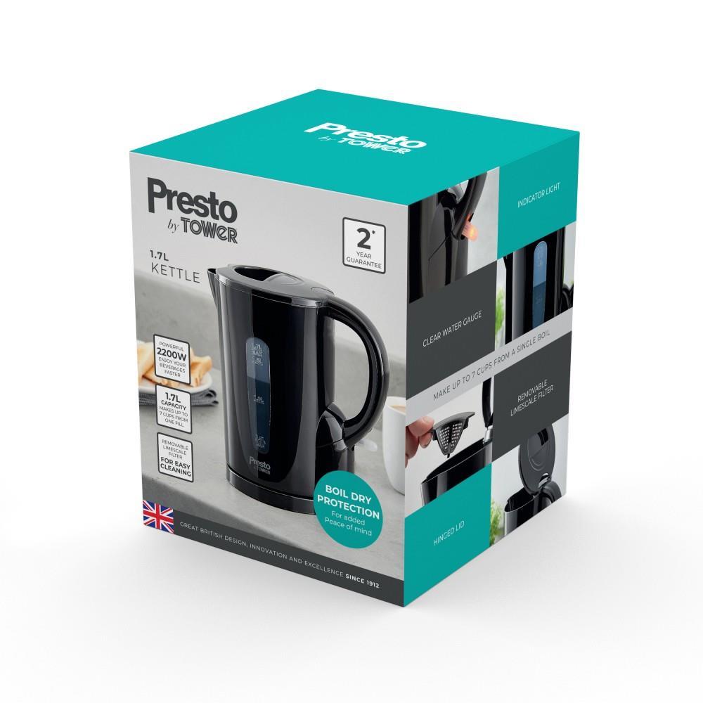 Tower Presto Black Jug Kettle 1.7Ltr 2.2kW PT10053BLK