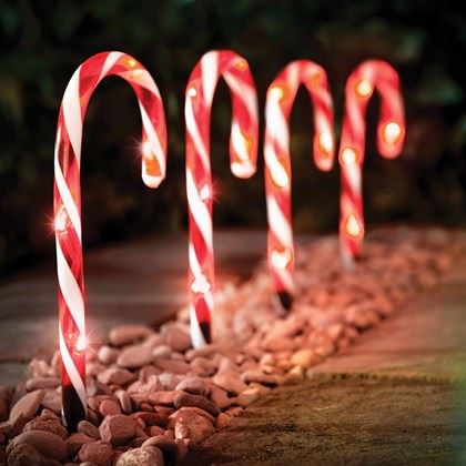 Christmas Workshop 4PC 20LED Red & White Candy Cane Path Light (Carton of 6)