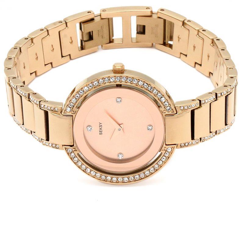 Seksy Ladies Bling Rose Gold Plated Ladies Crystal Bracelet Watch 2575