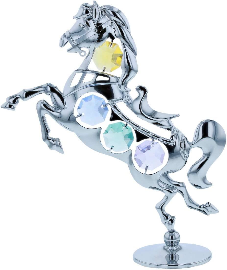 Crystocraft Chrome Plated Freestanding Horse Crystals Ornament Swarovski