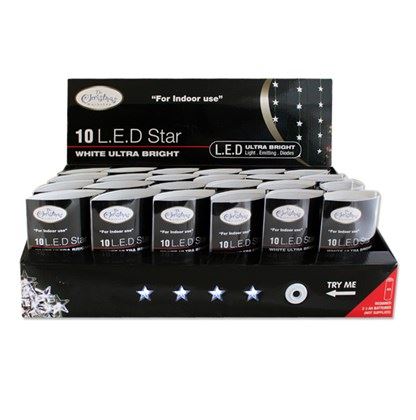 Christmas Workshop 10 White Star LED B/O Lights (Carton of 72)