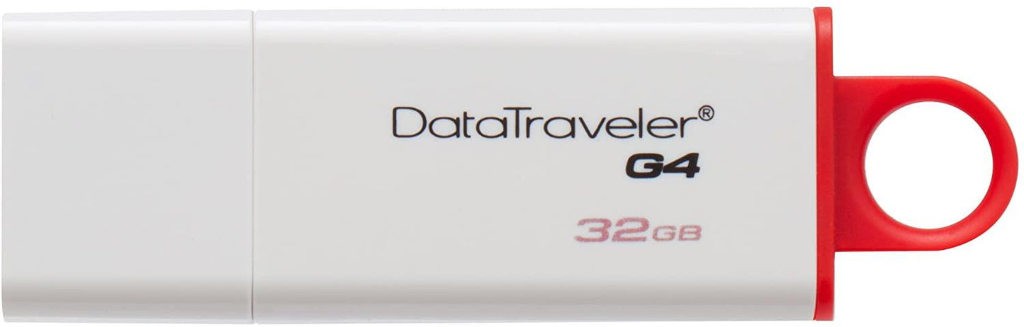 Kingston Data Traveler G4 USB 3.1 Gen 1 (USB 3.0) Flash Drive- 32 GB Red/White