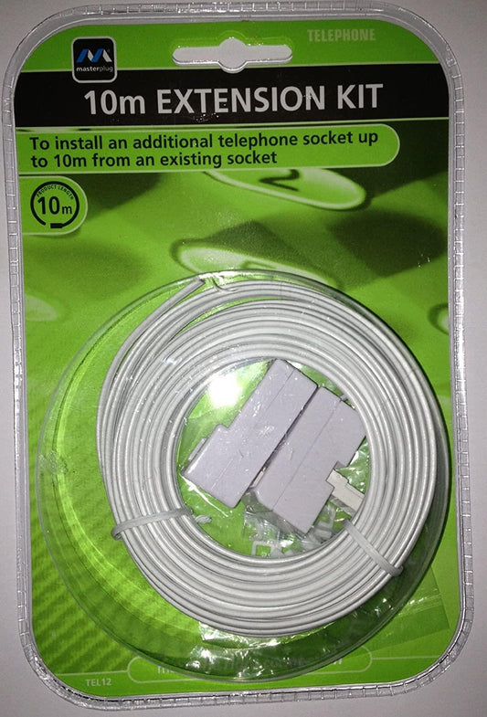 MASTERPLUG TEL12-MS 10m Telephone Extension Kit (White) TEL12