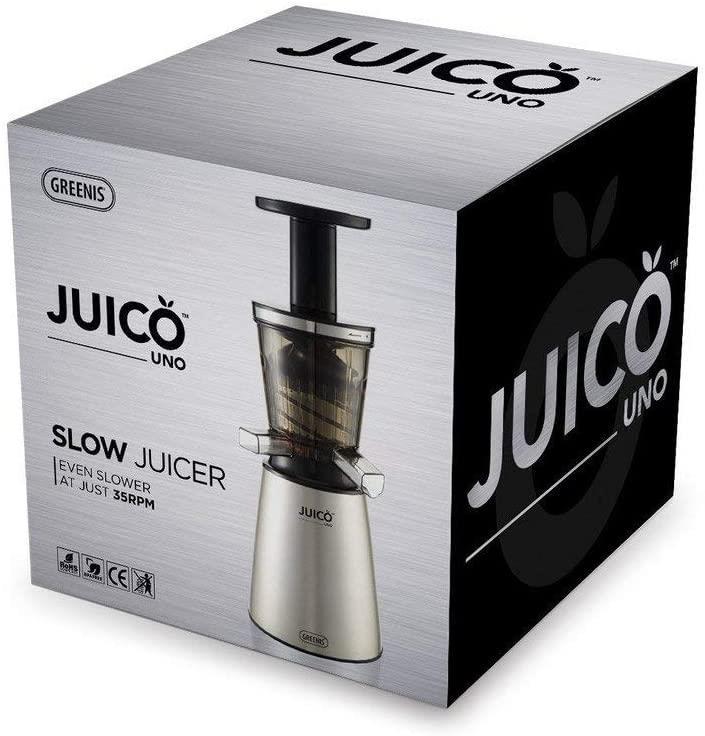 Juico Uno Brushed Steel Slow Cold Press Masticating Juicer Silver/Metal