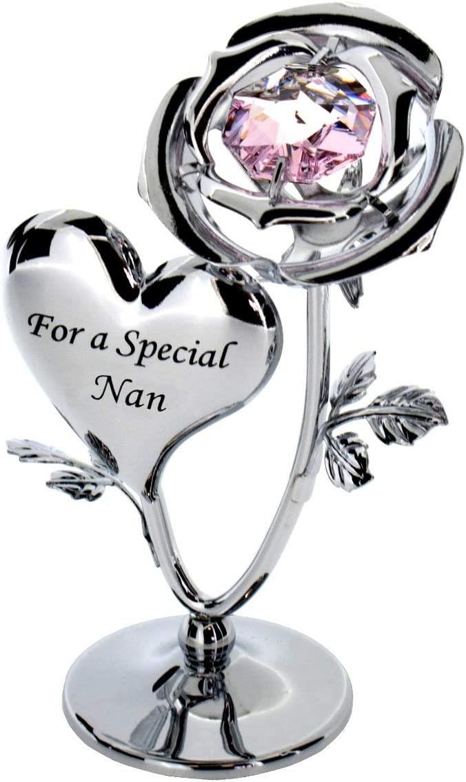 Crystocraft Chrome Plated Rose & Heart Ornament (NAN)