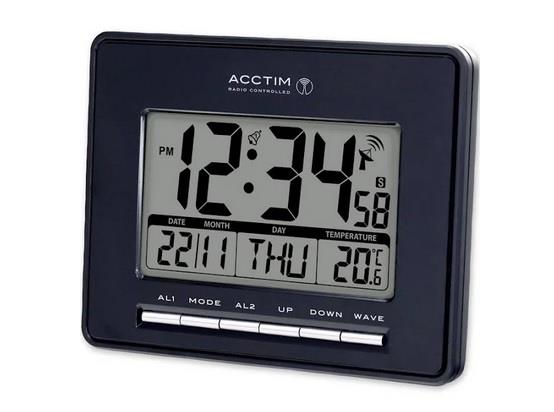 ACCTIM INFINITY RADIO CONTROLLED LCD DESK/WALL ALARM CLOCK BLACK 71953