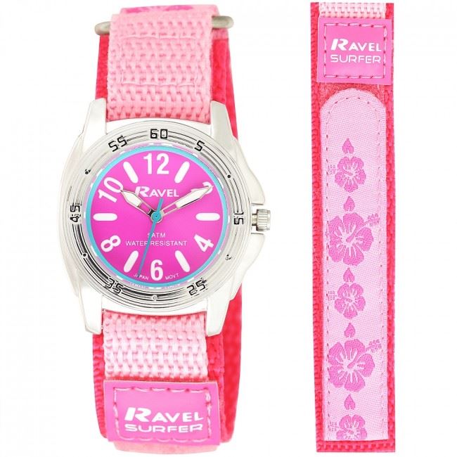 Ravel Deluxe Boy's Girl's 5ATM Bold Fabric Strap watch RD12 NEEDS BATTERY