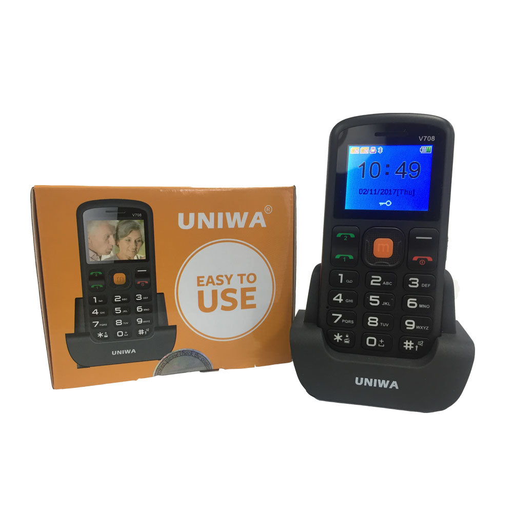 Uniwa V708 Big Button Mobile Phone For Elderly Dual SIM - SOS Mobile Phone