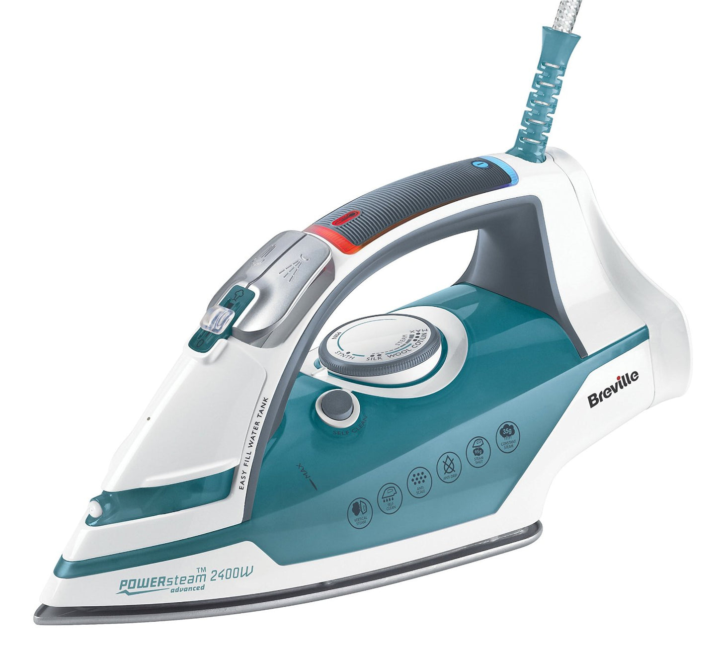 Breville VIN311 Power Steam Advanced 2400 Watt Iron, Blue (Refurbished)